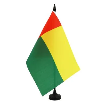 DRAPEAU DE TABLE GUINÉE-BISSAU 21x14cm - PETIT DRAPEAUX DE BUREAU BISSAU-GUINÉEN 14 x 21 cm