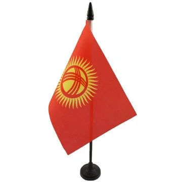 DRAPEAU DE TABLE KIRGHIZSTAN 15x10cm - PETIT DRAPEAUX DE BUREAU KIRGHIZ 10 x 15 cm
