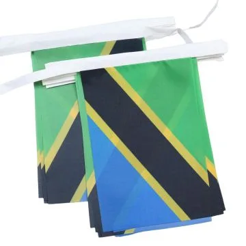 Guirlande 12 mètres 20 Drapeaux Tanzanie 45x30 cm - Drapeau tanzanien 30 x 45 cm