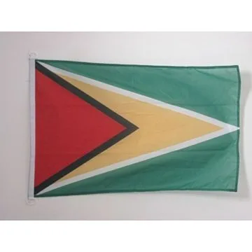 DRAPEAU GUYANA 150x90cm - DRAPEAU GUYANIEN 90 x 150 cm Spécial Extérieur - DRAPEAUX