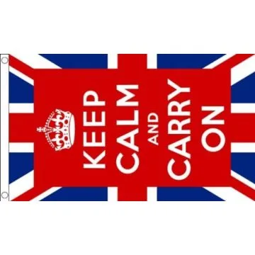 DRAPEAU KEEP CALM AND CARRY ON 150x90cm - DRAPEAU ANGLAIS - ROYAUME-UNI - UK 90 x 150 cm - DRAPEAUX