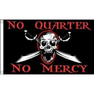 DRAPEAU PIRATE NO QUARTER NO MERCY 150x90cm - DRAPEAU CORSAIRE 90 x 150 cm - DRAPEAUX