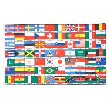 DRAPEAU 70 PAYS DU MONDE 150x90cm - DRAPEAU 70 NATIONS 90 x 150 cm - DRAPEAUX