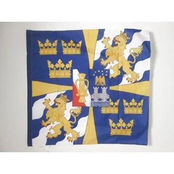 DRAPEAU ETENDARD ROYAL DE SUÍ?DE 90x90cm - DRAPEAU ROI SUÍ?DOIS 90 x 90 cm Fourreau pour hampe