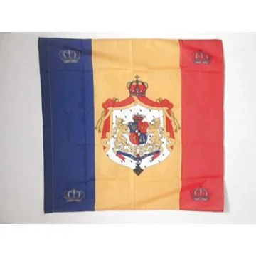 DRAPEAU ETENDARD ROYAL DE ROUMANIE 1881-1946 90x90cm - DRAPEAU ROI ROUMAIN 90 x 90 cm Fourreau pour hampe