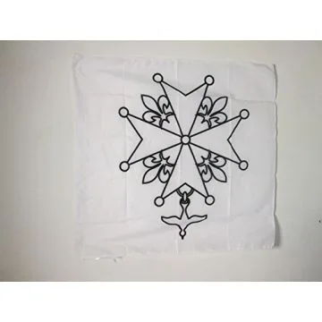 DRAPEAU CROIX HUGUENOTE 90x90cm - DRAPEAU PROTESTANT 90 x 90 cm Fourreau pour hampe