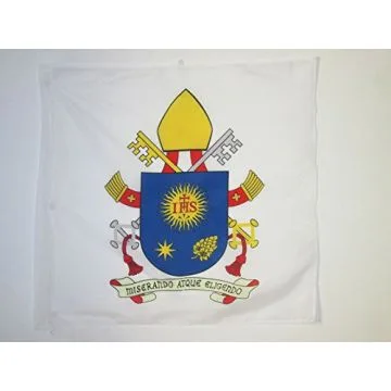 DRAPEAU BLASON DU PAPE FRANÍ?OIS 90x90cm - DRAPEAU Í?CUSSON PAPAL - VATICAN 90 x 90 cm Fourreau pour hampe