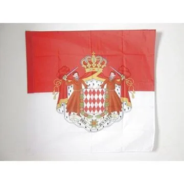DRAPEAU MONACO AVEC ARMES 90x90cm - DRAPEAU MONÍ?GASQUE ARMOIRIES - ECUSSON 90 x 90 cm Fourreau pour hampe