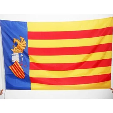 DRAPEAU VALENCE STATUT DE BENICÍ?SSIM 150x90cm - DRAPEAU SENYERA VALENCIA INDÍ?PENDENTISTE - COMMUNAUTÍ? VALENCIENNE 90 x 150 cm Fourreau pour hampe