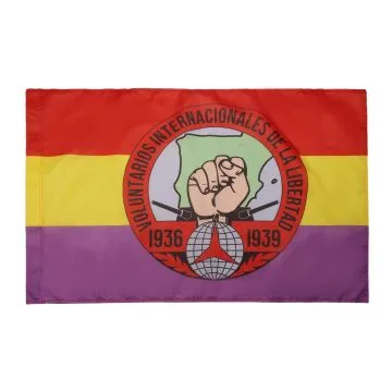 DRAPEAU ESPAGNE VOLONTAIRES INTERNATIONAUX LIBERTÍ? 150x90cm - DRAPEAU ESPAGNOL RÍ?PUBLICAIN 90 x 150 cm Fourreau pour hampe