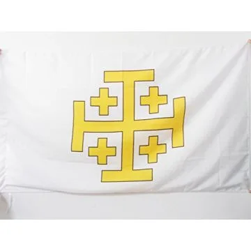 DRAPEAU ROYAUME DE JÍ?RUSALEM 150x90cm - DRAPEAU ROYAUME CHRÍ?TIEN 90 x 150 cm Fourreau pour hampe