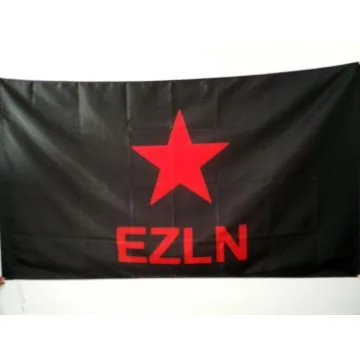 DRAPEAU MEXIQUE EZLN 150x90cm - DRAPEAU ARMÍ?E ZAPATISTE DE LIBÍ?RATION NATIONALE 90 x 150 cm Fourreau pour hampe