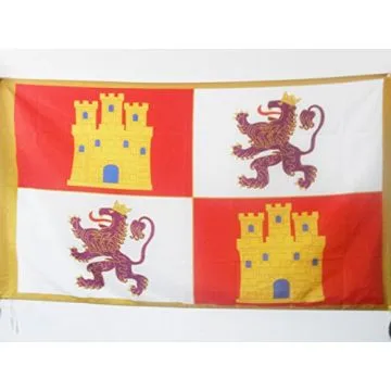 DRAPEAU COURONNE DE CASTILLE 1230-1715 150x90cm - DRAPEAU MONARCHIE ESPAGNOLE - ESPAGNE 90 x 150 cm Fourreau pour hampe