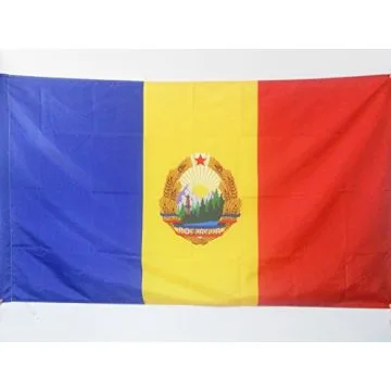 DRAPEAU RÍ?PUBLIQUE SOCIALISTE DE ROUMANIE 1947-1989 150x90cm - DRAPEAU COMMUNISTE ROUMAIN 90 x 150 cm Fourreau pour hampe