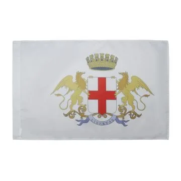 DRAPEAU VILLE DE GÍ?NES AVEC ARMES 150x90cm - DRAPEAU GENOVA - GENOA - ITALIE 90 x 150 cm Fourreau pour hampe