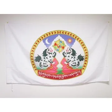 DRAPEAU EMBLÍ?ME DU TIBET 150x90cm - DRAPEAU TIBÍ?TAIN - LION DES NEIGES 90 x 150 cm Fourreau pour hampe