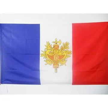 DRAPEAU FRANCE AVEC ARMOIRIES 150x90cm - DRAPEAU RÍ?PUBLIQUE FRANÍ?AISE AVEC ARMES 90 x 150 cm Fourreau pour hampe