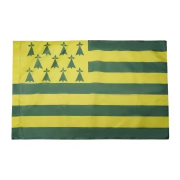 DRAPEAU BRETAGNE MELEN HA GWER 150x90cm - DRAPEAU BRETON JAUNE ET VERT - NANTES 90 x 150 cm Fourreau pour hampe