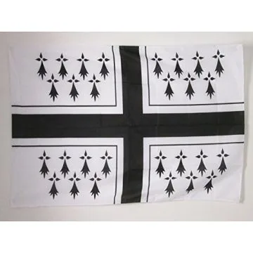 DRAPEAU BRETAGNE MARINE 150x90cm - DRAPEAU PAVILLON MARIN BRETON 90 x 150 cm Fourreau pour hampe