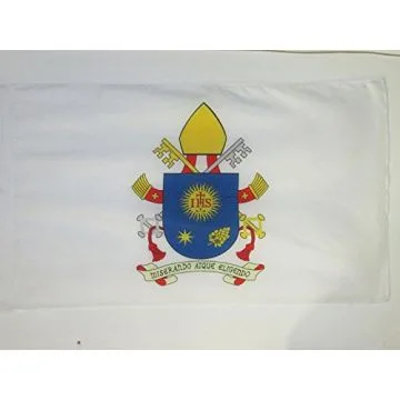 DRAPEAU GRAND BLASON DU PAPE FRANÍ?OIS 150x90cm - DRAPEAU Í?CUSSON PAPAL - VATICAN 90 x 150 cm Fourreau pour hampe