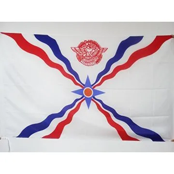 DRAPEAU ASSYRIE NOUVEAU 150x90cm - DRAPEAU ASSYRIEN 90 x 150 cm Fourreau pour hampe