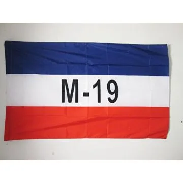 DRAPEAU MOUVEMENT DU 19 AVRIL DE COLOMBIE 150x90cm - DRAPEAU MOVIMIENTO 19 DE ABRIL 90 x 150 cm Fourreau pour hampe