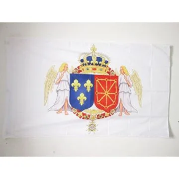 DRAPEAU ARMOIRIES ROYALES HENRI IV 150x90cm - DRAPEAU ARMES DU BON ROI 90 x 150 cm Fourreau pour hampe