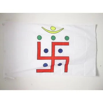DRAPEAU JAÏNISME SVASTIKA 150x90cm - DRAPEAU RELIGION JAÏNISTE 90 x 150 cm Fourreau pour hampe
