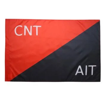 DRAPEAU MILICES CONFÍ?DÍ?RALES DE LA CNT-FAI D\'ESPAGNE 150x90cm - DRAPEAU GUERRE D\'ESPAGNE 90 x 150 cm Fourreau pour hampe
