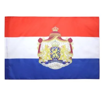 DRAPEAU PAYS-BAS AVEC ARMES 150x90cm - DRAPEAU HOLLANDAIS AVEC ARMOIRIES 90 x 150 cm Fourreau pour hampe