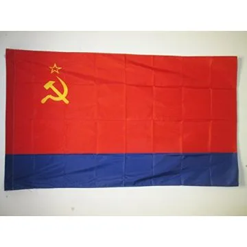 DRAPEAU RÍ?PUBLIQUE SOCIALISTE SOVIÍ?TIQUE D\'AZERBAÏDJAN 1920-1991 150x90cm - DRAPEAU DE LA RSSA D\'URSS 90 x 150 cm Fourreau pour hampe