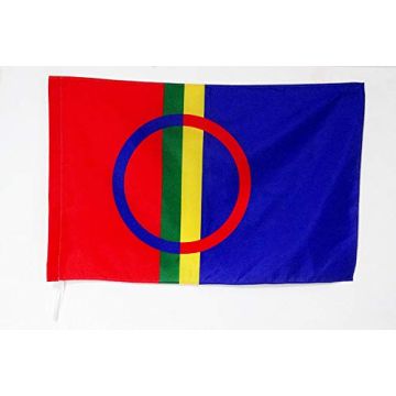 Drapeau Samis de Laponie 150x90cm - Drapeau saami 90 x 150 cm Fourreau pour hampe