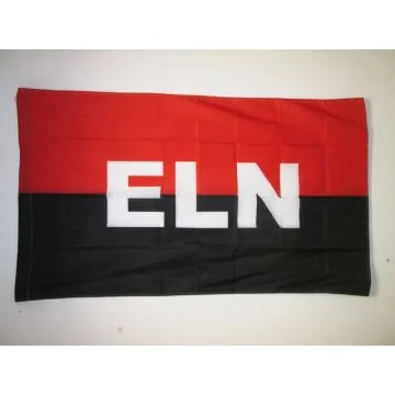 DRAPEAU ARMÍ?E DE LIBÍ?RATION NATIONALE DE COLOMBIE 150x90cm - DRAPEAU DE L\'ELN COLOMBIEN 90 x 150 cm Fourreau pour hampe