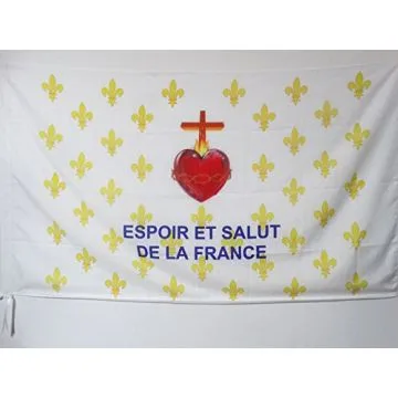 DRAPEAU FLEUR DE LYS OR ESF 150x90cm - DRAPEAU ROYALISTE ESPOIR ET SALUT DE LA FRANCE 90 x 150 cm Fourreau pour hampe