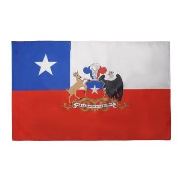 DRAPEAU CHILI AVEC ARMES 150x90cm - DRAPEAU CHILIEN 90 x 150 cm Fourreau pour hampe