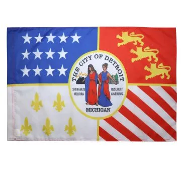 DRAPEAU DÍ?TROIT 150x90cm - DRAPEAU VILLE DE DETROIT AU MICHIGAN 90 x 150 cm Fourreau pour hampe