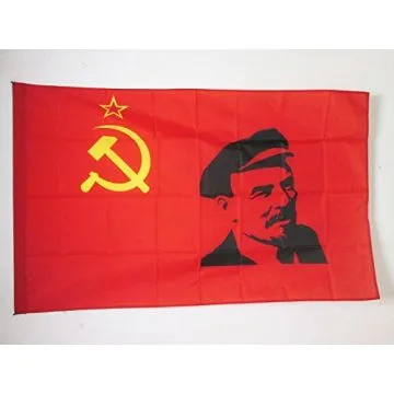 DRAPEAU URSS AVEC LÍ?NINE 150x90cm - DRAPEAU COMMUNISTE LENINIEN - LÍ?NINISME 90 x 150 cm Fourreau pour hampe