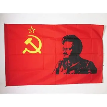 DRAPEAU URSS AVEC TROTSKI 150x90cm - DRAPEAU TROTSKISME - TROTSKY 90 x 150 cm Fourreau pour hampe