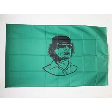 DRAPEAU LIBYE AVEC KHADAFI 150x90cm - DRAPEAU LIBYEN ANCIEN 90 x 150 cm Fourreau pour hampe