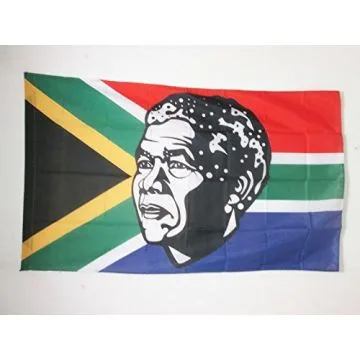 DRAPEAU AFRIQUE DU SUD AVEC MANDELA 150x90cm - DRAPEAU SUD-AFRICAIN AVEC MADIBA 90 x 150 cm Fourreau pour hampe