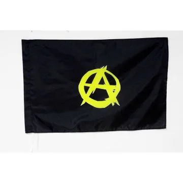 DRAPEAU ANARCHISTE Í?TOILE JAUNE 150x90cm - DRAPEAU ANARCHISME 90 x 150 cm Fourreau pour hampe