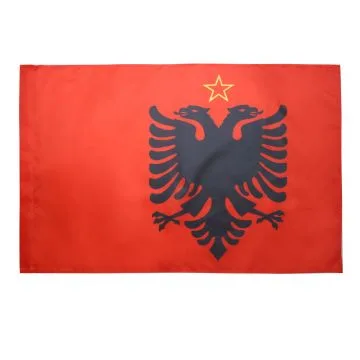 DRAPEAU RÍ?PUBLIQUE POPULAIRE SOCIALISTE D\'ALBANIE 1946-1992 150x90cm - DRAPEAU ALBANAIS 90 x 150 cm Fourreau pour hampe