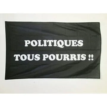 DRAPEAU POLITIQUES TOUS POURRIS 150x90cm - DRAPEAU ANTI POLITICIENS 90 x 150 cm Fourreau pour hampe