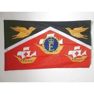 DRAPEAU ETENDARD ROYAL DE TRINIDAD-ET-TOBAGO 1967-1978 150x90cm - DRAPEAU ROYAUME DE TRINITÍ? 90 x 150 cm Fourreau pour hampe