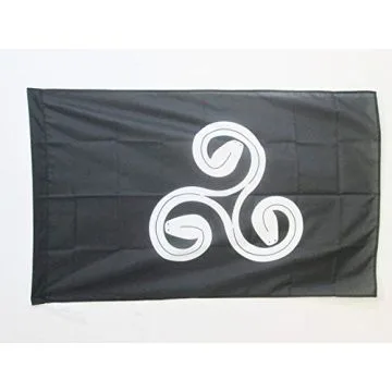 DRAPEAU BRETAGNE TRISKELL TRISERPENT 150x90cm - DRAPEAU TRISKELL BRETON 90 x 150 cm Fourreau pour hampe