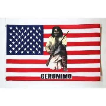 DRAPEAU USA AVEC GERONIMO 150x90cm - DRAPEAU AMÉRICAIN - ETATS-UNIS 90 x 150 cm - DRAPEAUX