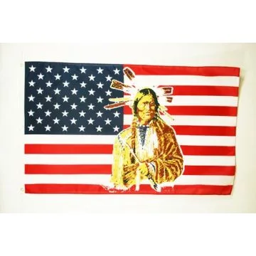 DRAPEAU USA AVEC INDIEN 150x90cm - DRAPEAU AMÉRICAIN - ETATS-UNIS 90 x 150 cm - DRAPEAUX