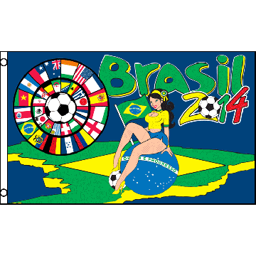 DRAPEAU COUPE DU MONDE DE FOOTBALL 2014 FILLE 150x90cm - DRAPEAU CM14 AU BRÉSIL 90 x 150 cm - DRAPEAUX