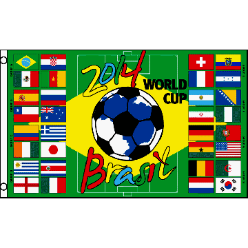 DRAPEAU COUPE DU MONDE DE FOOTBALL 2014 GROUPES 150x90cm - DRAPEAU CM14 AU BRÉSIL 90 x 150 cm - DRAPEAUX
