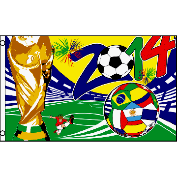 DRAPEAU COUPE DU MONDE DE FOOTBALL 2014 TROPHÉE 150x90cm - DRAPEAU CM14 AU BRÉSIL 90 x 150 cm - DRAPEAUX